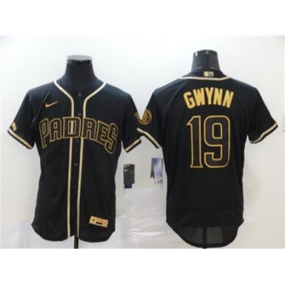 Padres 19 Tony GWynn Black Gold 2020 Nike Cool Base Jersey