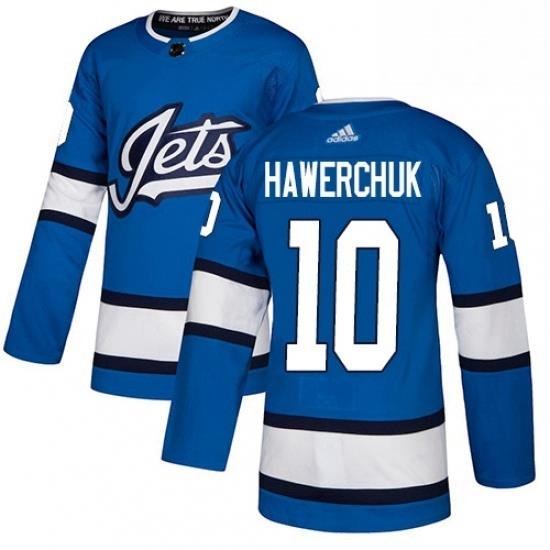 Mens Adidas Winnipeg Jets 10 Dale Hawerchuk Authentic Blue Alternate NHL Jersey