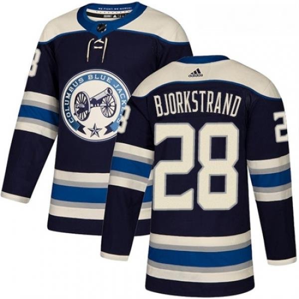 Youth Adidas Columbus Blue Jackets 28 Oliver Bjorkstrand Authentic Navy Blue Alternate NHL Jersey