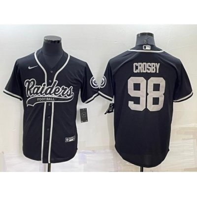 Men Las Vegas Raiders 98 Maxx Crosby Black Cool Base Stitched Baseball Jersey