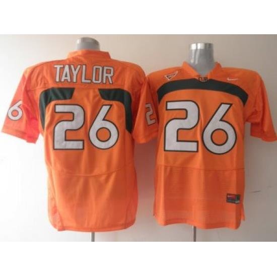 Hurricanes #26 Sean Taylor Orange Embroidered NCAA Jerseys