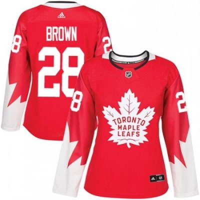 Womens Adidas Toronto Maple Leafs 28 Connor Brown Authentic Red Alternate NHL Jersey