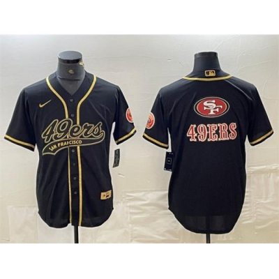 Men San Francisco 49ers Black Team Big Logo With Patch Cool Base Stitched Baseball Jerseys