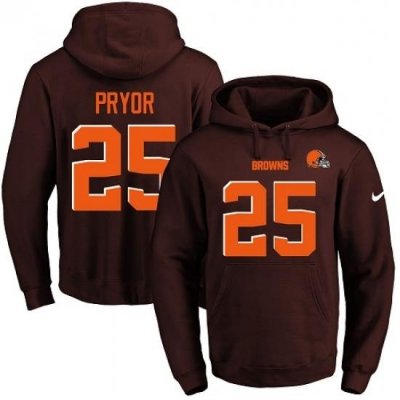 NFL Mens Nike Cleveland Browns 25 Calvin Pryor Brown Name Number Pullover Hoodie