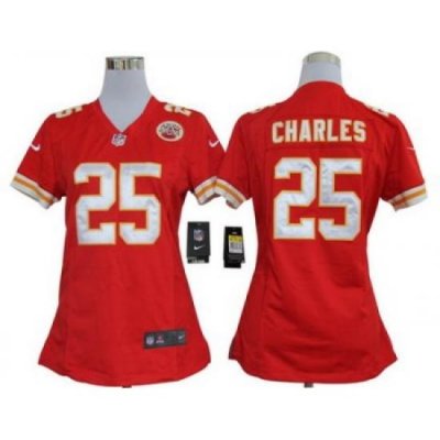 Women Nike Kansas City Chiefs 25# Jamaal Charles Red Nike NFL Jerseys