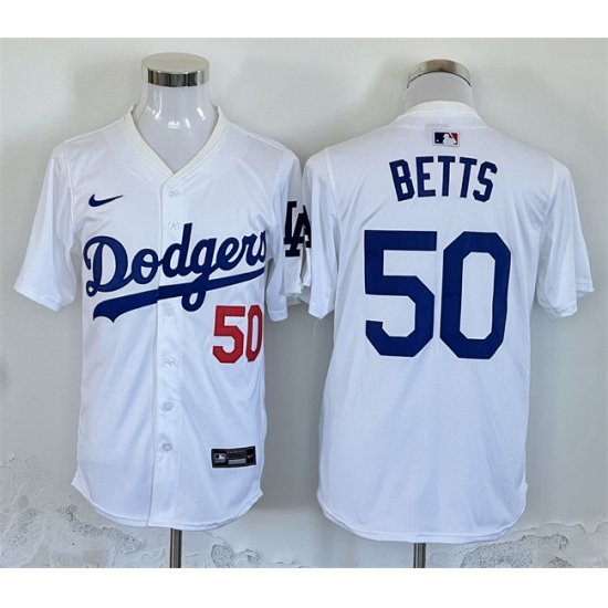 Men Los Angeles Dodgers 50 Mookie Betts White 2024 Limited Stitched Baseball Jersey