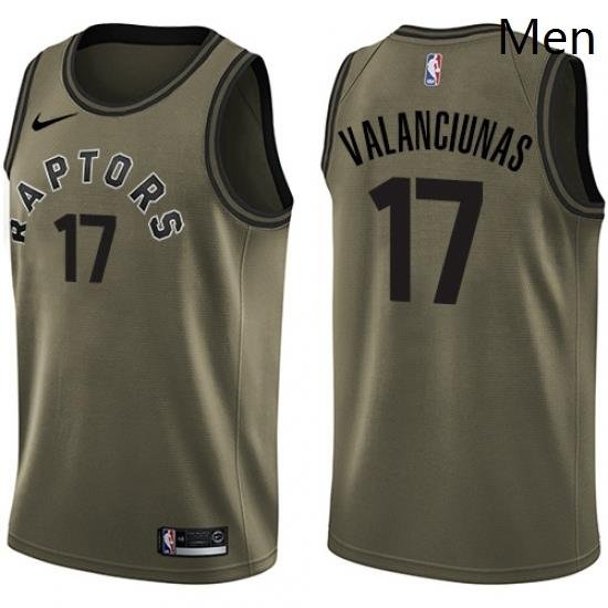 Mens Nike Toronto Raptors 17 Jonas Valanciunas Swingman Green Salute to Service NBA Jersey