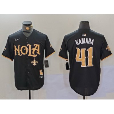 Men New Orleans Saints 41 Alvin Kamara Black Cool Base Stitched Baseball Jersey 2