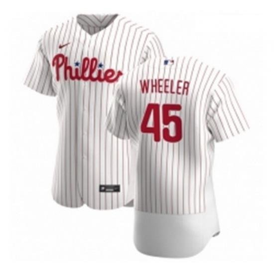 Men Philadelphia Phillies 45 Zack Wheeler Men Nike White Home 2020 Authentic Player MLB Jersey