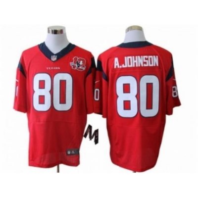 Nike Houston Texans 80 Andre Johnson Red Elite W 10th Patch NFL Jerseys