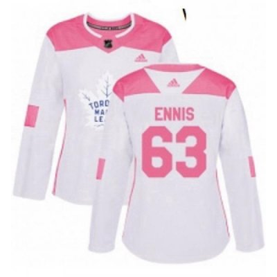 Womens Adidas Toronto Maple Leafs 63 Tyler Ennis Authentic White Pink Fashion NHL Jersey