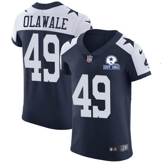 Nike Cowboys 49 Jamize Olawale Navy Blue Thanksgiving Men Stitched With Established In 1960 Patch NFL Vapor Untouchable Throwback Elite Jersey