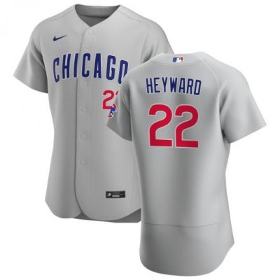 Men Chicago Cubs 22 Jason HeyWard Men Nike Gray Road 2020 Flex Base Team Jersey