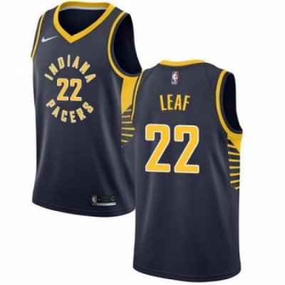 Mens Nike Indiana Pacers 22 T J Leaf Authentic Navy Blue Road NBA Jersey Icon Edition