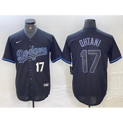 Men Los Angeles Dodgers 17 Shohei Ohtani Black Cool Base Stitched Baseball Jersey 4