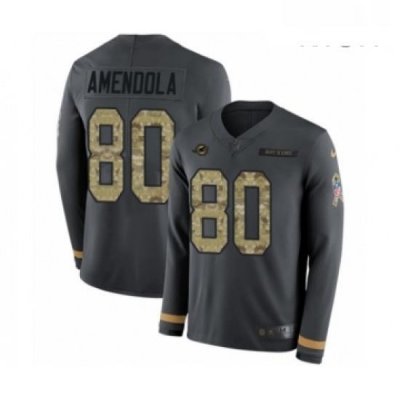 Mens Nike Miami Dolphins 80 Danny Amendola Limited Black Salute to Service Therma Long Sleeve NFL Jersey