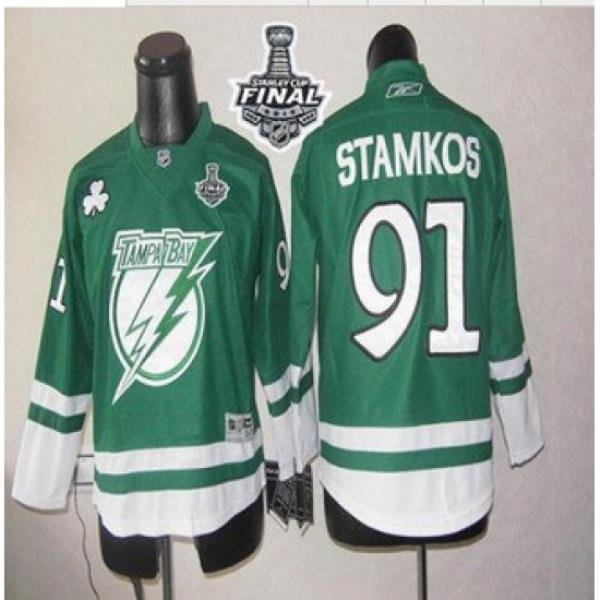 Tampa Bay Lightning #91 Steven Stamkos Green St Patty's Day 2015 Stanley Cup Stitched Youth NHL Jersey