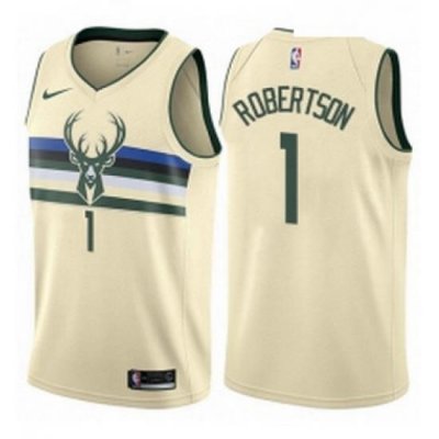 Womens Nike Milwaukee Bucks 1 Oscar Robertson Swingman Cream NBA Jersey City Edition