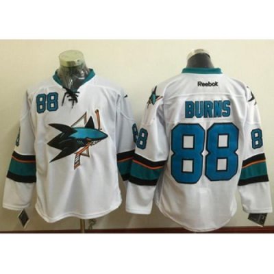 Sharks #88 Brent Burns White Stitched NHL Jersey