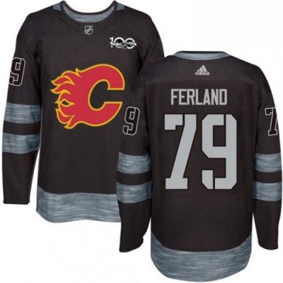 Mens Adidas Calgary Flames 79 Michael Ferland Authentic Black 1917 2017 100th Anniversary NHL Jersey