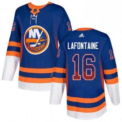 Mens Adidas New York Islanders 16 Pat LaFontaine Authentic Royal Blue Drift Fashion NHL Jersey