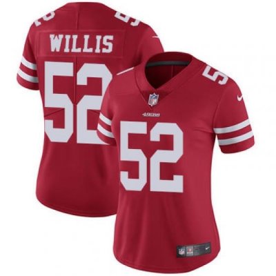 Nike 49ers #52 Patrick Willis Red Team Color Womens Stitched NFL Vapor Untouchable Limited Jersey