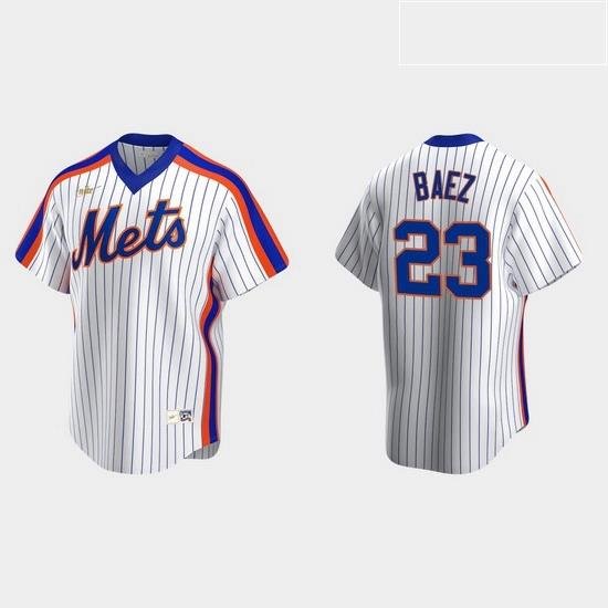 Men NeW York Mets 23 Javier Baez Men Nike White CooperstoWn Collection MLB Jersey