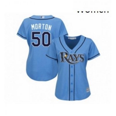 Womens Tampa Bay Rays 50 Charlie Morton Replica Light Blue Alternate 2 Cool Base Baseball Jersey