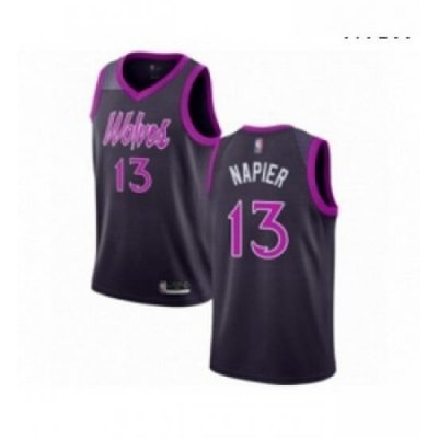 Mens Minnesota Timberwolves 13 Shabazz Napier Authentic Purple Basketball Jersey City Edition