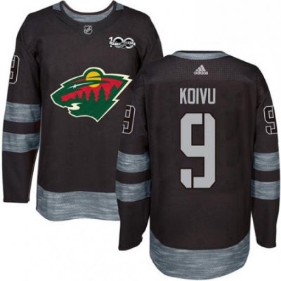 Mens Adidas Minnesota Wild 9 Mikko Koivu Premier Black 1917 2017 100th Anniversary NHL Jersey