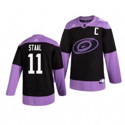 Hurricanes 11 Jordan Staal Black Purple Hockey Fights Cancer Adidas Jersey