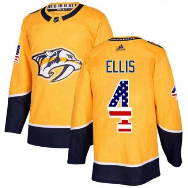 Youth Adidas Nashville Predators 4 Ryan Ellis Authentic Gold USA Flag Fashion NHL Jersey