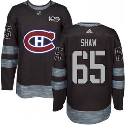 Mens Adidas Montreal Canadiens 65 Andrew Shaw Authentic Black 1917 2017 100th Anniversary NHL Jersey