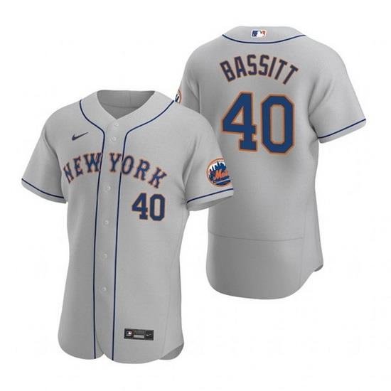 Men NeW York Mets 40 Chris Bassitt Grey Flex Base Stitched jersey