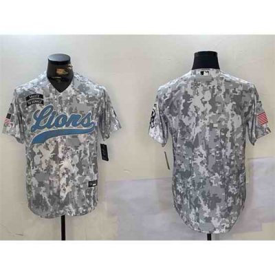 Men Detroit Lions Blank 2024 Arctic Camo Salute To Service Stitched Baseball Jersey