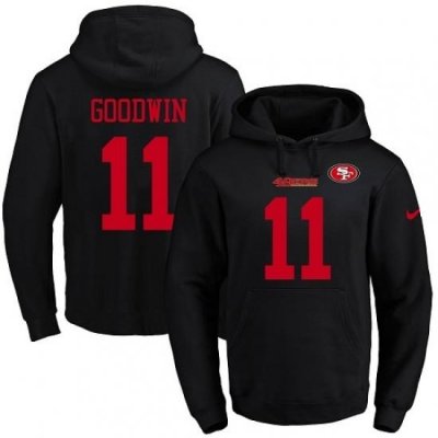 NFL Mens Nike San Francisco 49ers 11 Marquise Goodwin Black Name Number Pullover Hoodie