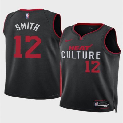 Men Miami Heat 12 Dru Smith Black 2024 City Edition Stitched Basketball Jersey