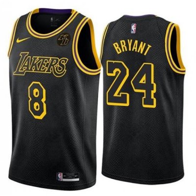 Men's Los Angeles Lakers Front #8 Back #24 Kobe Bryant Black Stitched NBA Jersey