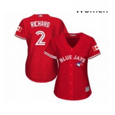 Womens Toronto Blue Jays 2 Clayton Richard Replica Scarlet Alternate Baseball Jersey