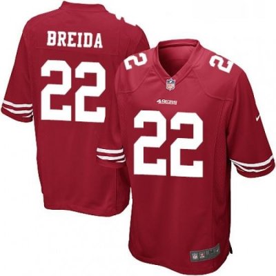 Mens Nike San Francisco 49ers 22 Matt Breida Game Red Team Color NFL Jersey