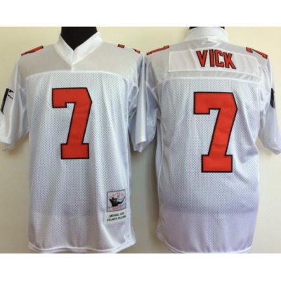 Men Atlanta Falcons 7 Michael Vick White M&N Throwback Jersey