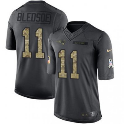 Nike Patriots #11 Drew Bledsoe Black Mens Stitched NFL Limited 2016 Salute To Service Jersey