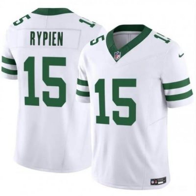 Men New York Jets 15 Brett Rypien 2023 F U S E  White Throwback Vapor Untouchable Limited Stitched Jersey