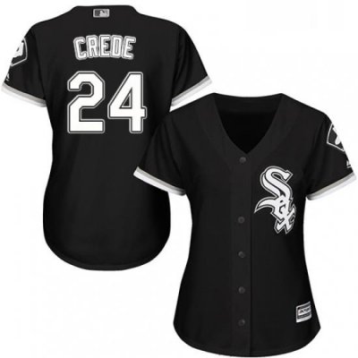 Womens Majestic Chicago White Sox 24 Joe Crede Replica Black Alternate Home Cool Base MLB Jersey