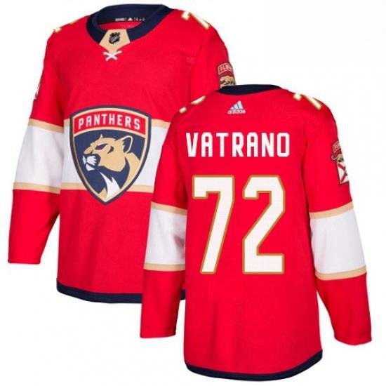 Mens Adidas Florida Panthers 72 Frank Vatrano Authentic Red Home NHL Jersey