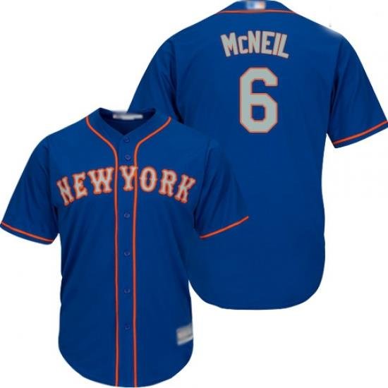 Mets #6 Jeff McNeil Blue(Grey NO.) NeW Cool Base Stitched Baseball Jersey