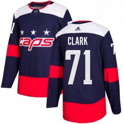 Mens Adidas Washington Capitals 71 Kody Clark Authentic Navy Blue 2018 Stadium Series NHL Jersey