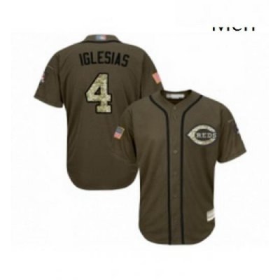 Mens Cincinnati Reds 4 Jose Iglesias Authentic Green Salute to Service Baseball Jersey