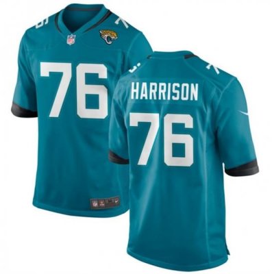 Men Jacksonville Jaguars 76 Anton Harrison Teal 2023 Draft Stitched Game Jersey