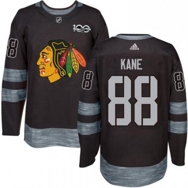 Mens Adidas Chicago Blackhawks 88 Patrick Kane Authentic Black 1917 2017 100th Anniversary NHL Jersey